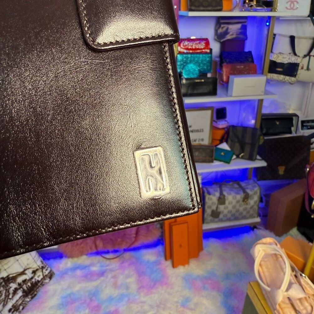 Unused Fendi Vintage Dark Brown Leather Large Bifold Wallet Unisex Men’s - Picture 3 of 15